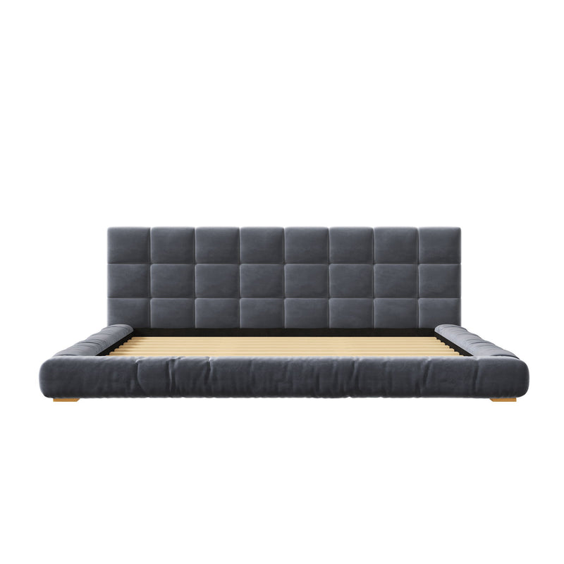 Upholstered Platform Bed Frame With Tufted Headboard