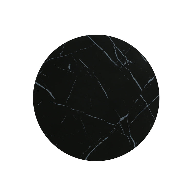 Outdoor Lightweight Concrete Side / End Table, Living Room Accent Table - Black Marble