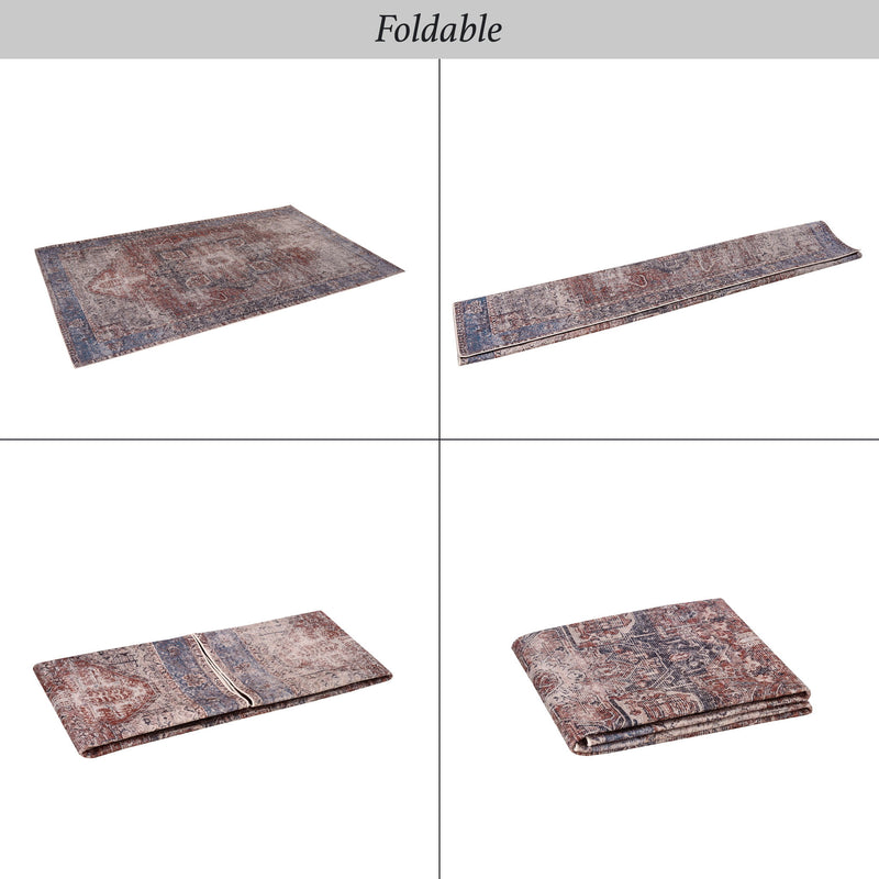Maval - 6' X 9' Washable Area Rug - Burgundy