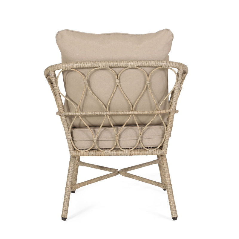 Bruce - Outdoor Club Chair Set With Water Resistant Cushions Rattan And Iron - Brown