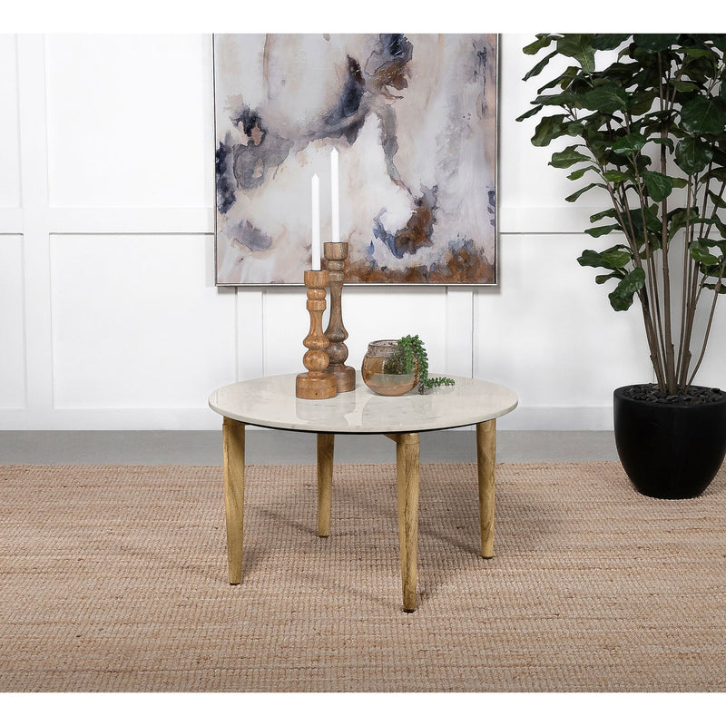Leska - Round Coffee Table - White
