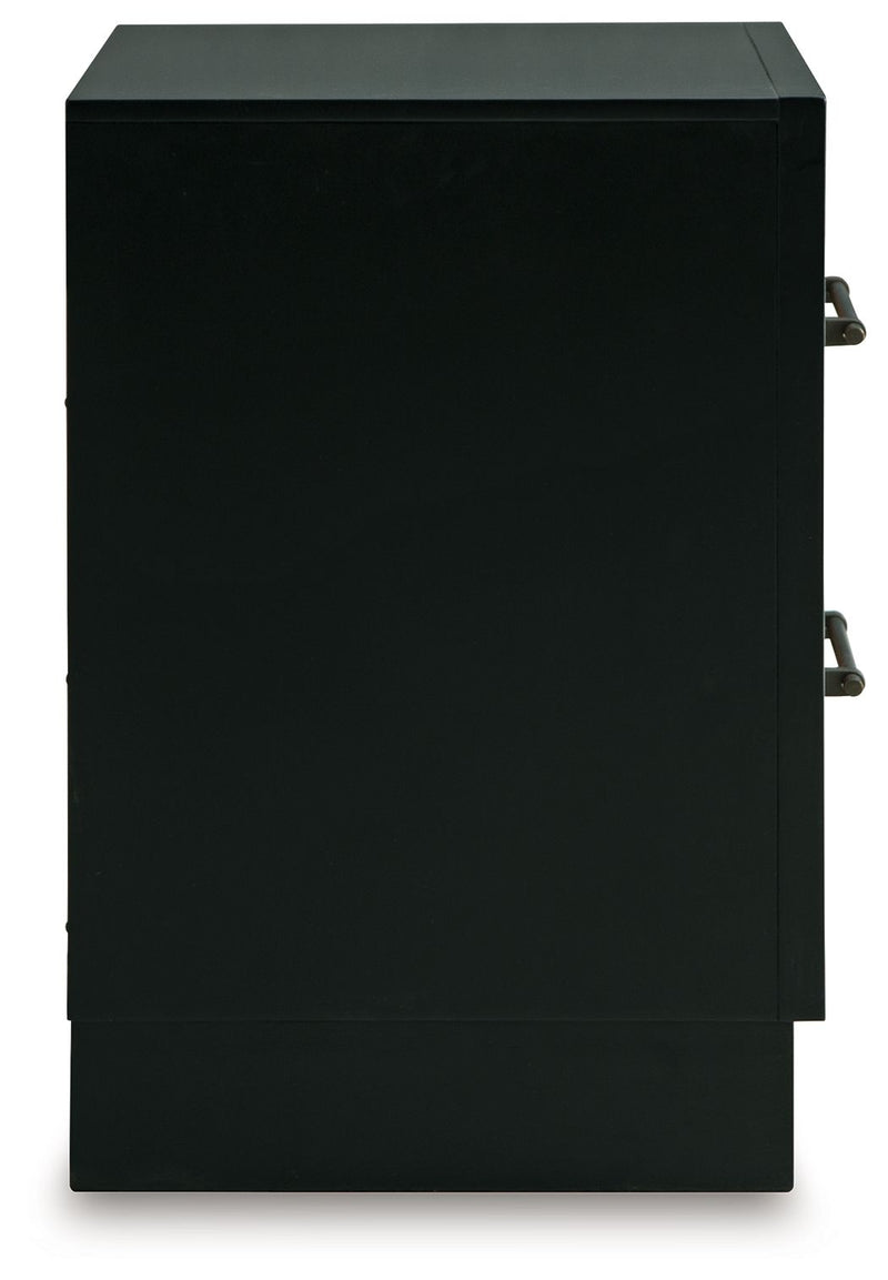 Kraeburn - Two Drawer Night Stand - Brown / Black