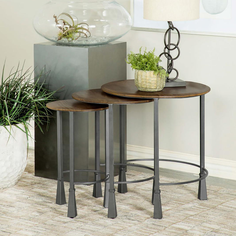 3 Piece Nesting Table Set - Brown
