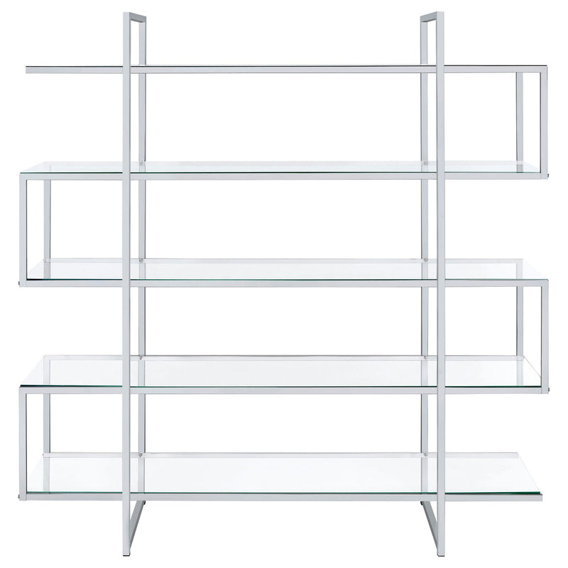 Elmer 63-inch 5-shelf Bookshelf Clear and Chrome