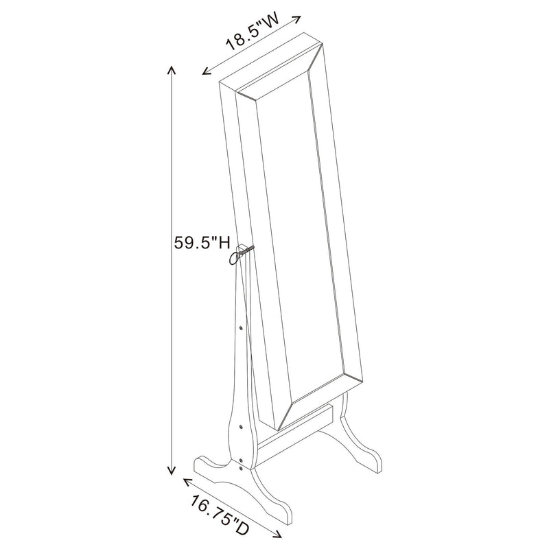 Batista Cheval Mirror with Jewelry Storage White