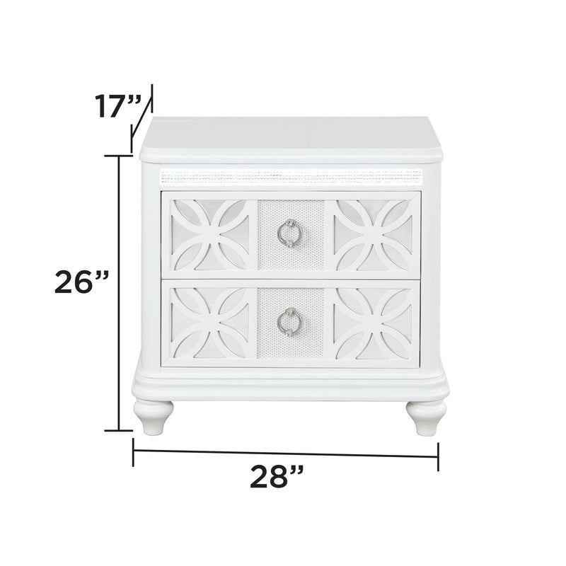 Abigale - 2 Drawer Nightstand With LED - White