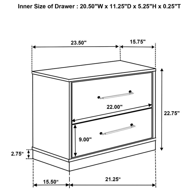 Fenwick - 2-Drawer Nightstand Bedside Table - Gray Oak