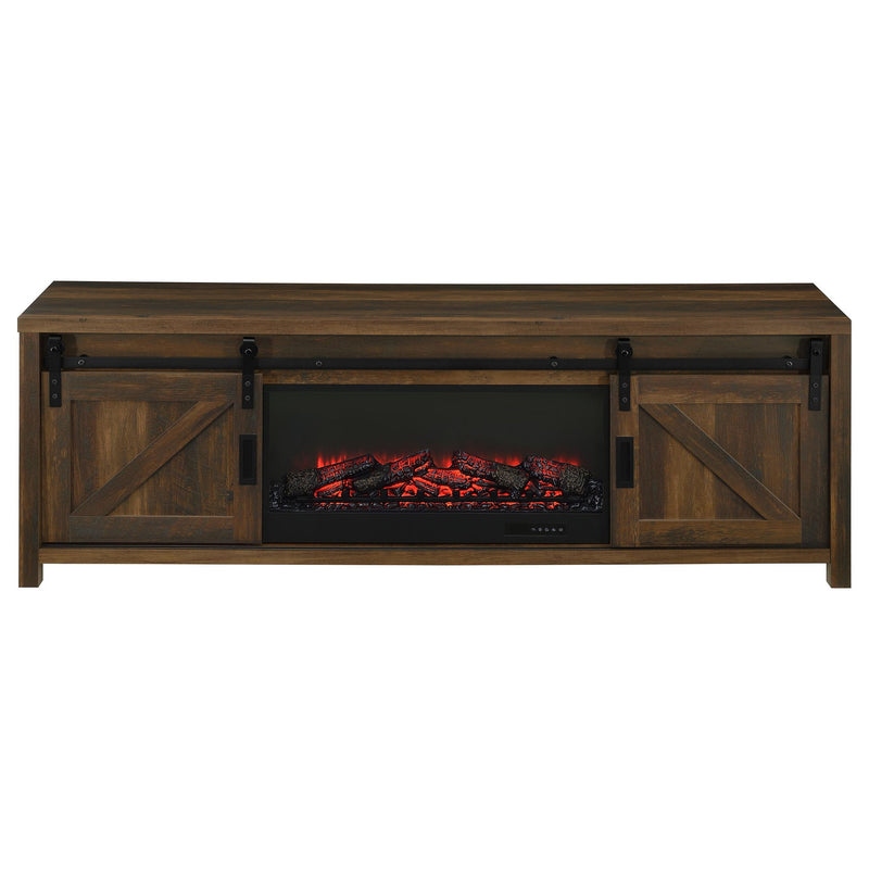 Clover - Fireplace TV Stand - Brown