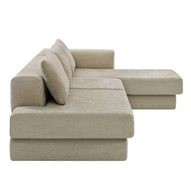L-Shaped Modular Sofa With Double Layer Cushion