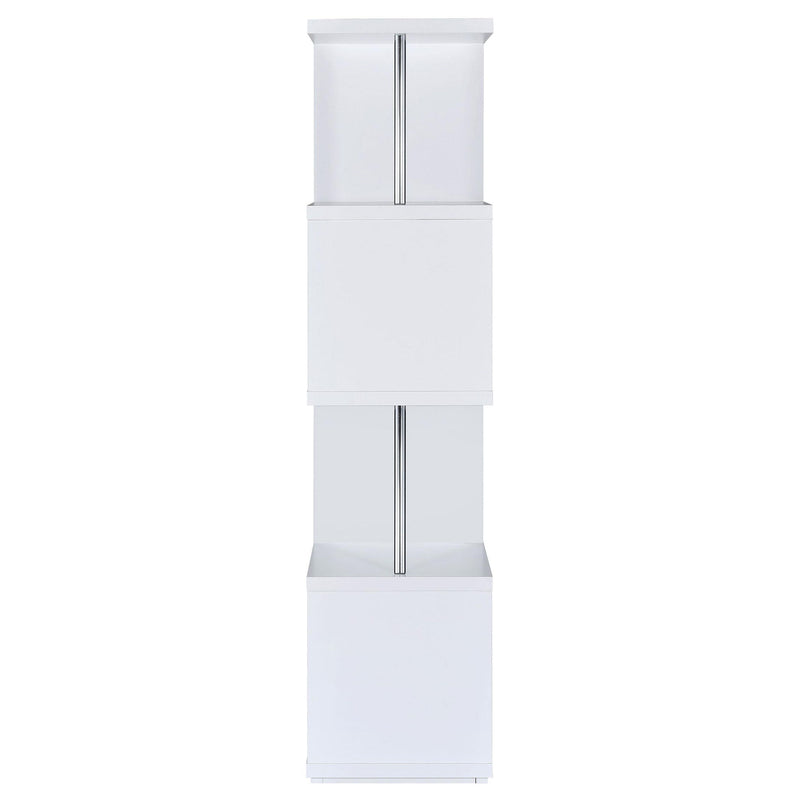 Baxter 67-inch 4-shelf Bookshelf White and Chrome