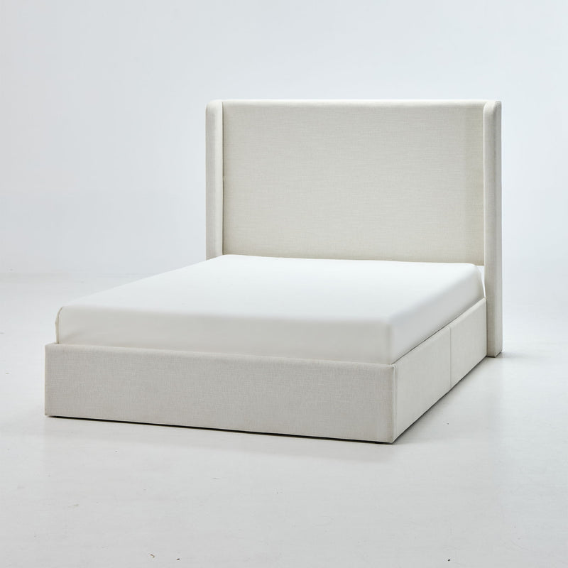 Carmen - California King Size Upholstered Wingback Bed - Ivory