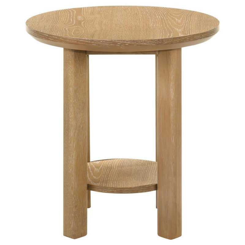 Ottowa - Round Wood Table With Shelf