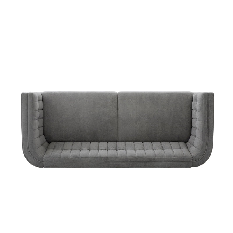 Modern 3 Seater Sofa, Upholstered Couch With Curved Armrests
