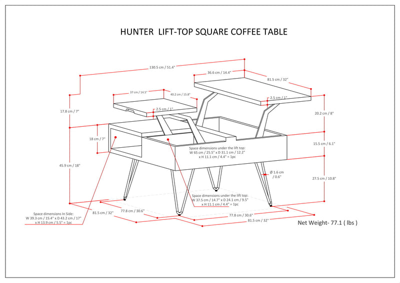 Hunter - Lift Top Square Coffee Table - Natural