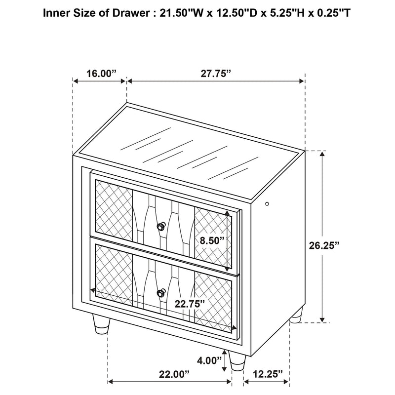 Bedroom Set With LED Lighting And Charging Nightstand