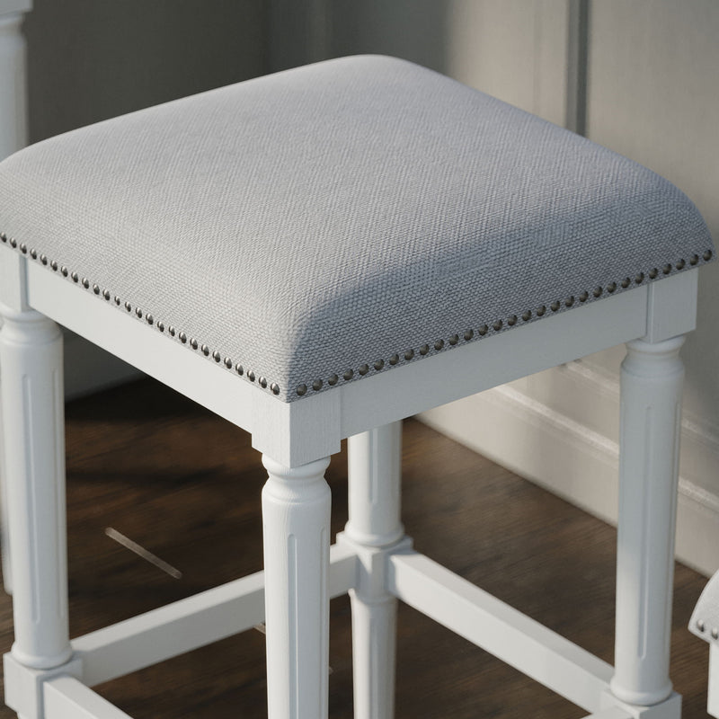 Square Stool With Upholstered Seat