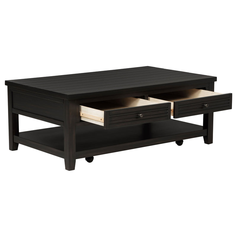 Sutter - 2 Drawer Rectangular Coffee Table - Dark Brown