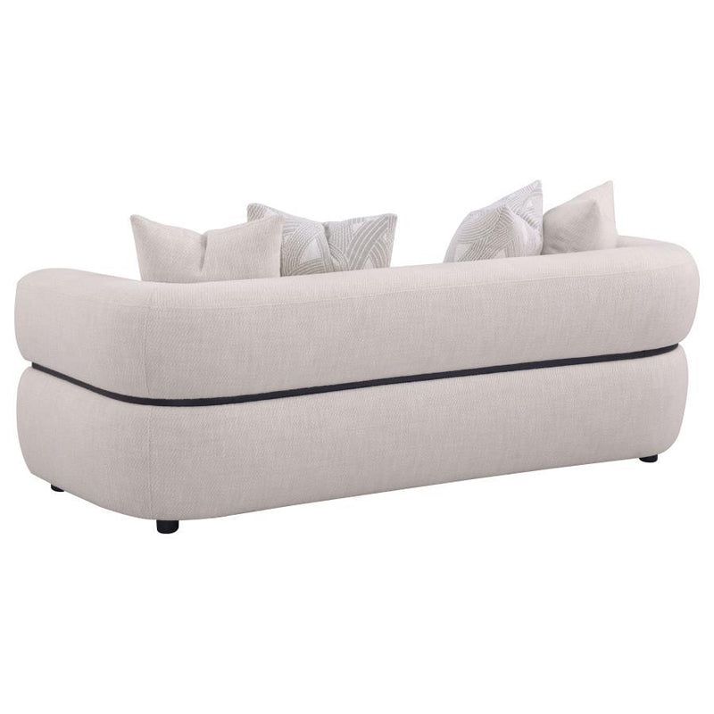 Jeanette - 84" Fabric Upholstered Round Arm Sofa - Beige