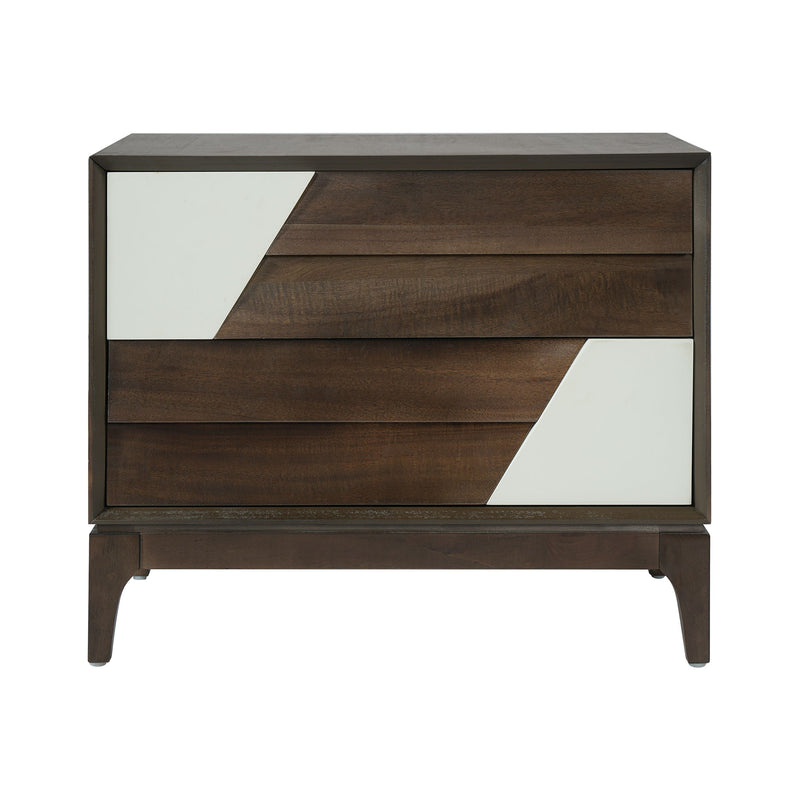 Japandi 2 Drawer Nightstand With Geometric Design