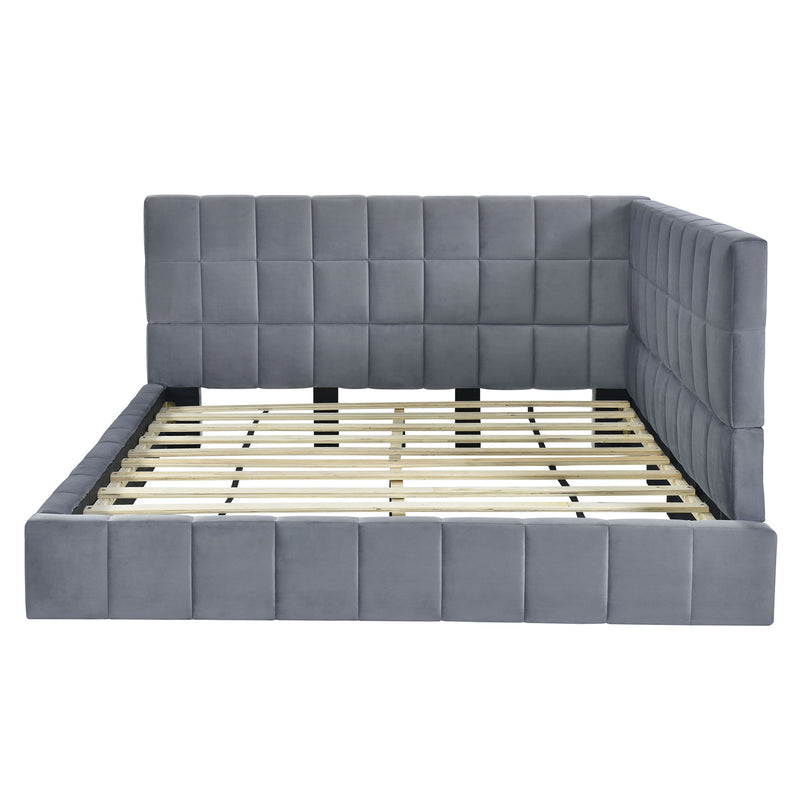 Full Size Upholstered Classic Daybed / Sofa Bed Frame, Elegant Design - Gray