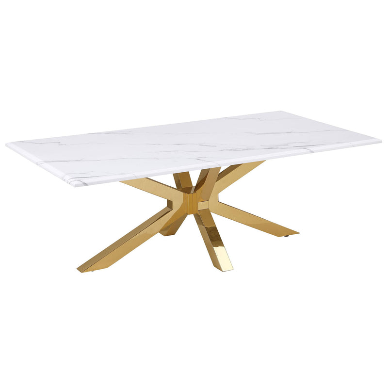 Visalia Faux Marble Top Stainless Steel Coffee Table Gold