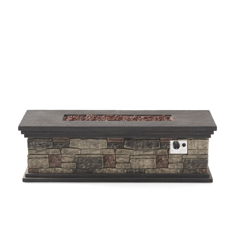 Contemporary Rectangle Fire Pit 50, 000 Btu Magnesium Oxide - Stone Gray