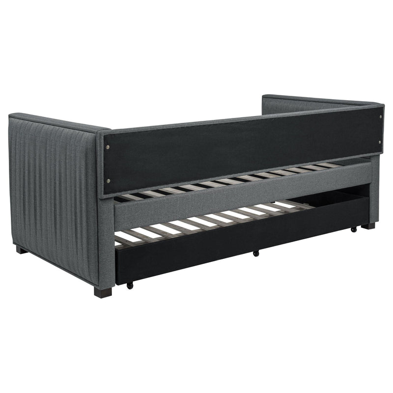 Brodie Upholstered Twin Daybed with Trundle Grey