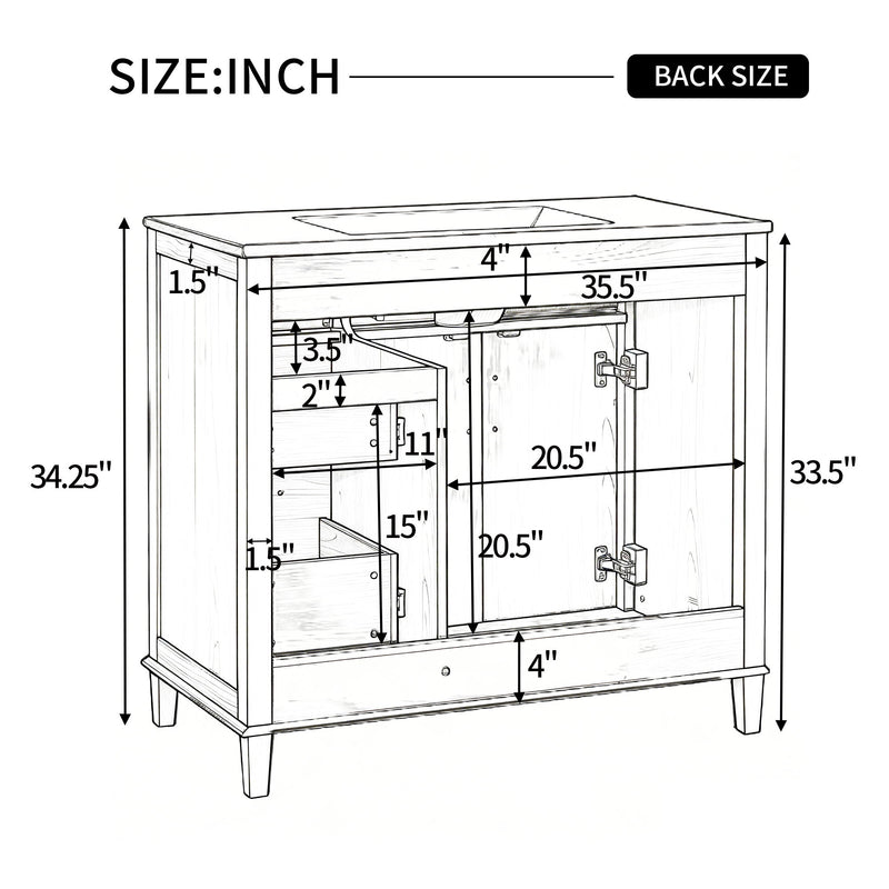 Bathroom Vanity With Sink, Soft Close Doors & Drawers - Wood
