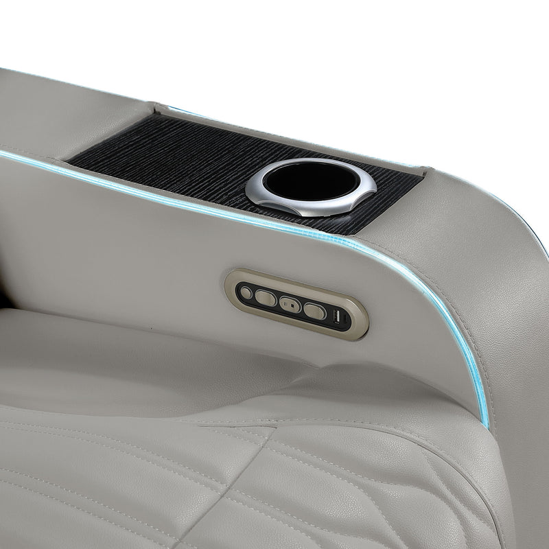Electra - Power Reclining Sofa With Power Headrests, Drop Down Table, Reading Light, Massage, LED Lighting And USB Control