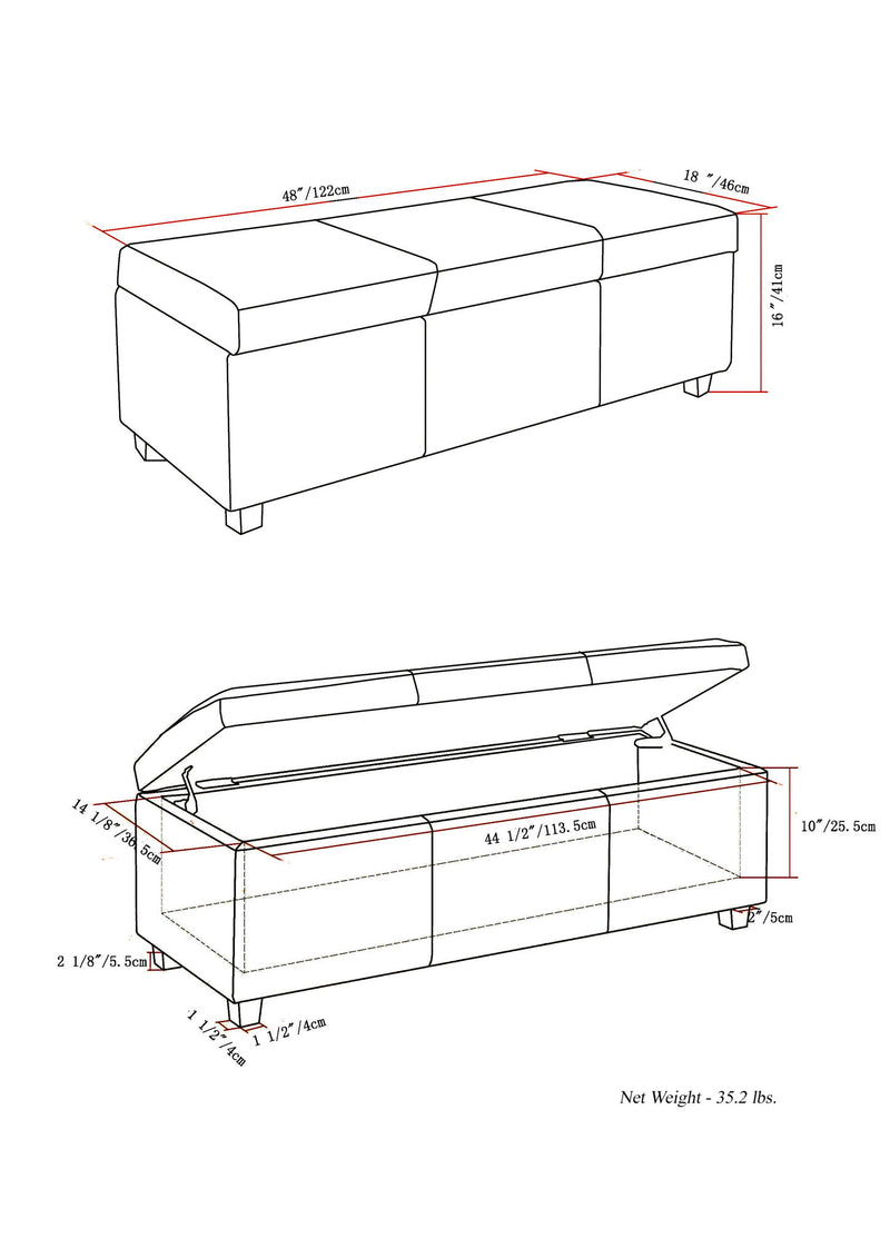 Avalon - Contemporary Storage Ottoman Bench