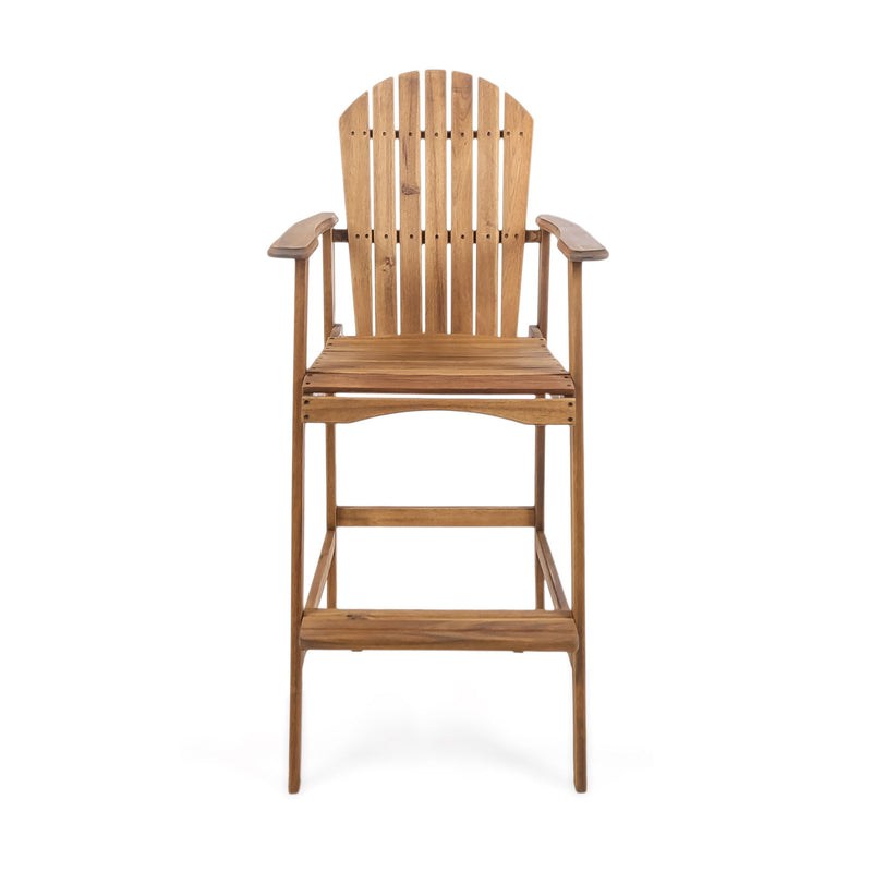 Outdoor Acacia Wood Adirondack Barstools (Set of 2)