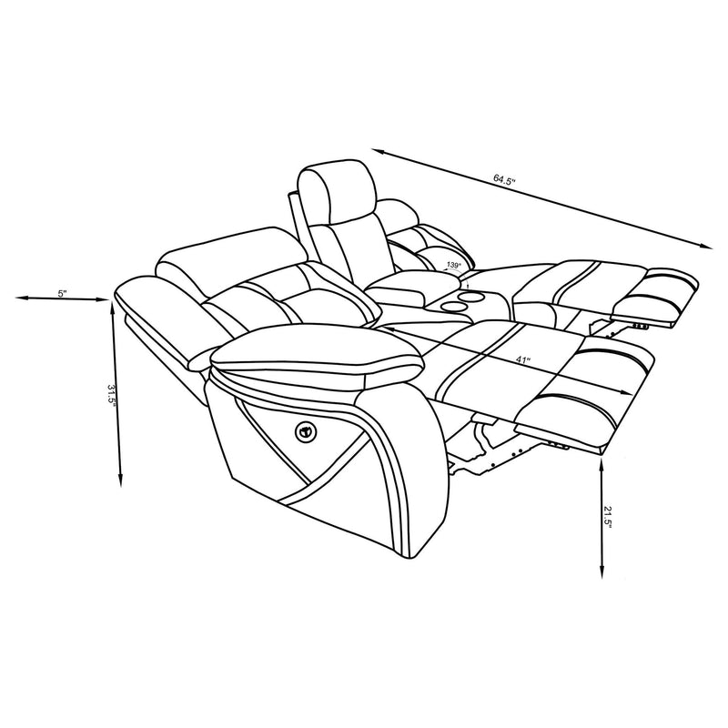 Higgins Upholstered LAF Power Loveseat Grey