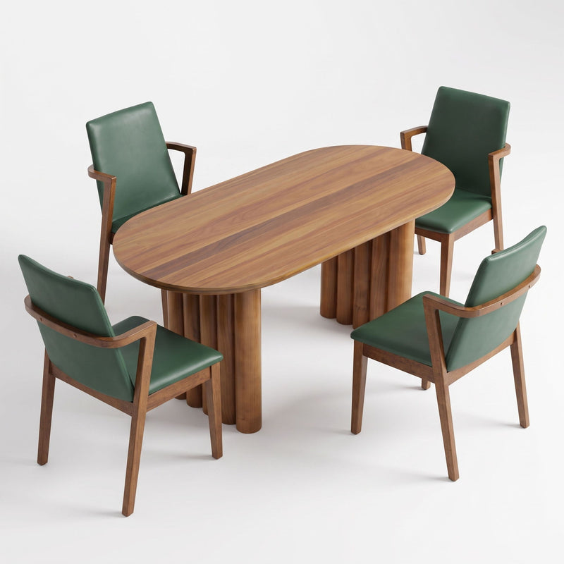 5 Piece Indoor Dining Set With Oval Table And Chairs