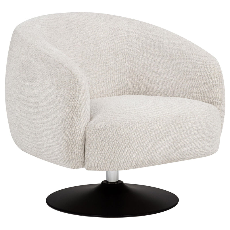 Dave Upholstered Barrel Back Swivel Club Chair Beige
