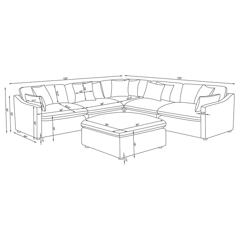 Hobson 6-piece Upholstered Modular Sectional Sofa Charcoal