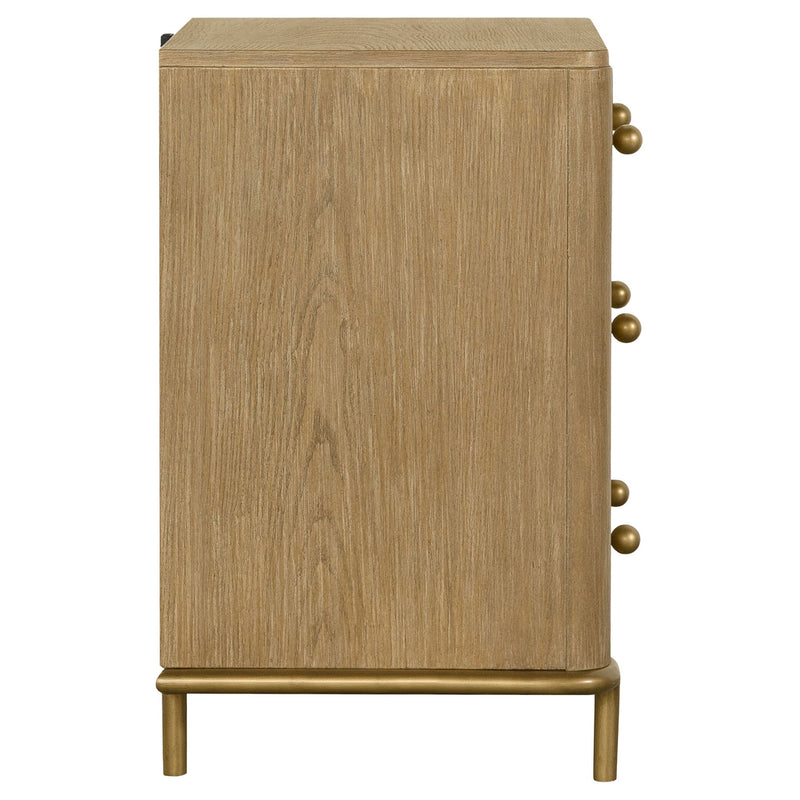 3 Drawer Nightstand With USB Ports - Brown