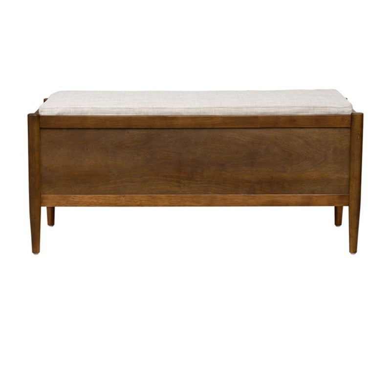 Accent Bench With Storage, Upholstered Cushion - Walnut Brown