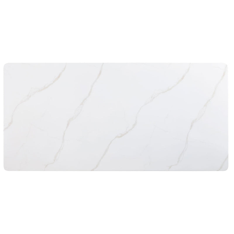 Tevlin Rectangular 79-inch Marble Top Dining Table White