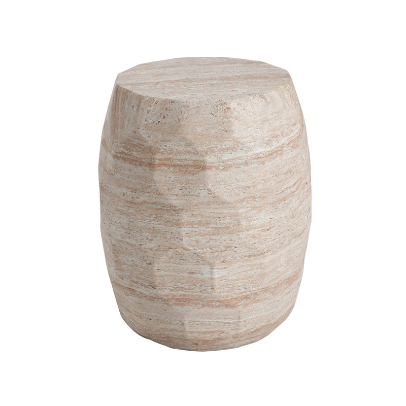 Travertine Lightweight Concrete Side Table For Indoor / Outdoor Use - Beige