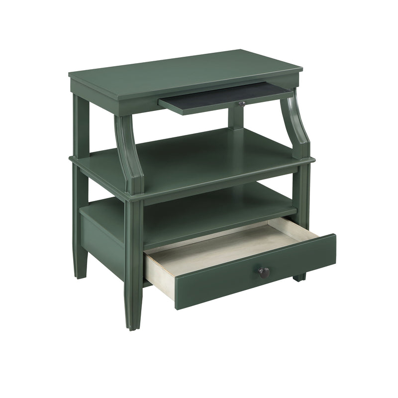 Newland - Storage Nightstand With Drawer And Pull Out Tray - Antique Green