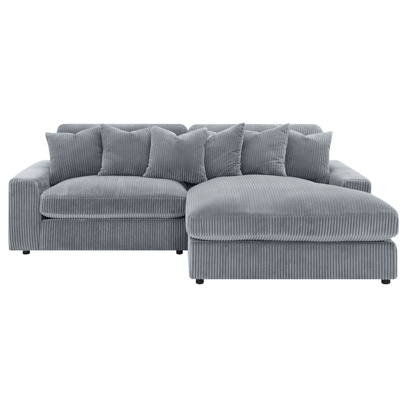 Marcus - Fog Track Arms Reversible Sectional With Pillows - Fog
