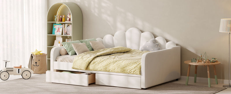 Shell Shaped Upholstered Daybed Frame With Slats