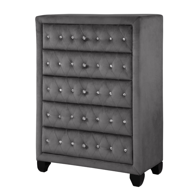 Hazel - 5 Piece Queen Tufted Bedroom Set - Gray