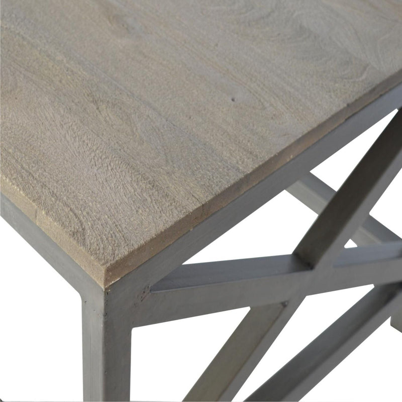 Cross Metal Coffee Table - Pewter