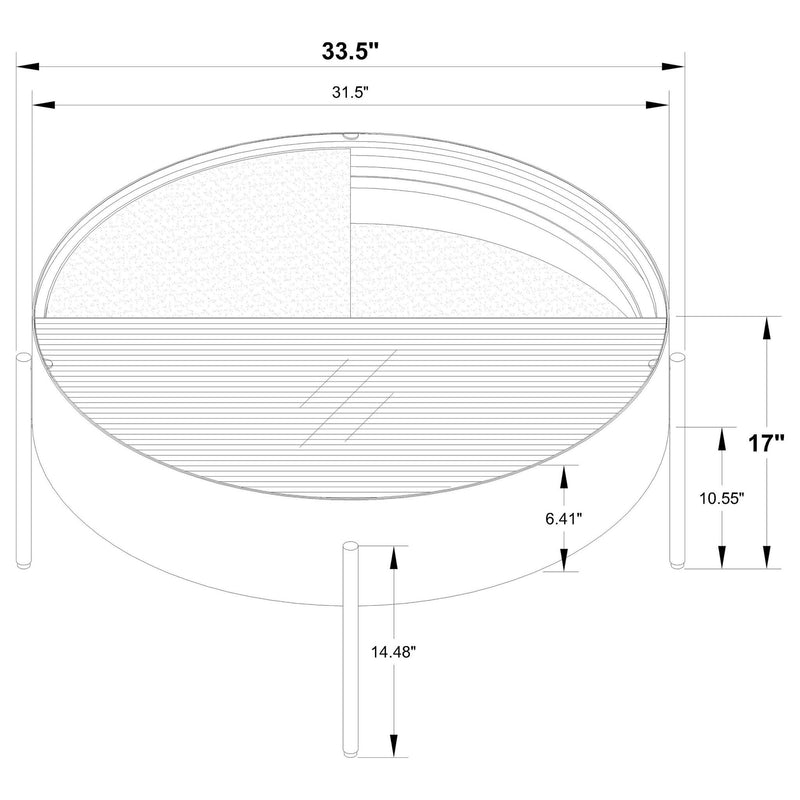 Ozella Round Coffee Table with Hidden Storage Sandy Black