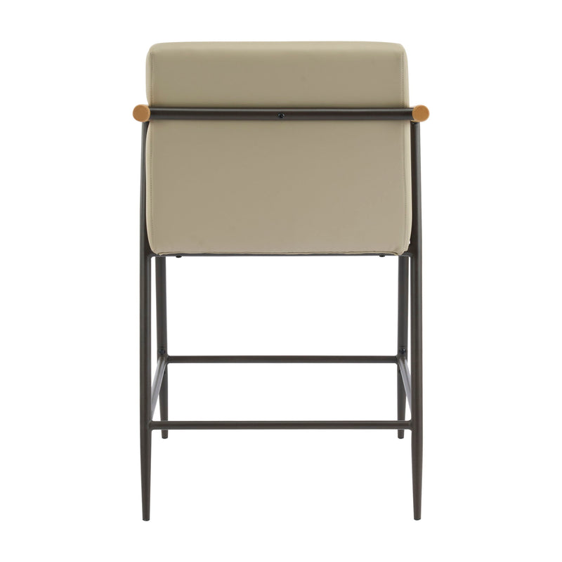 Counter Stool Set With Espresso Metal Frame - Khaki