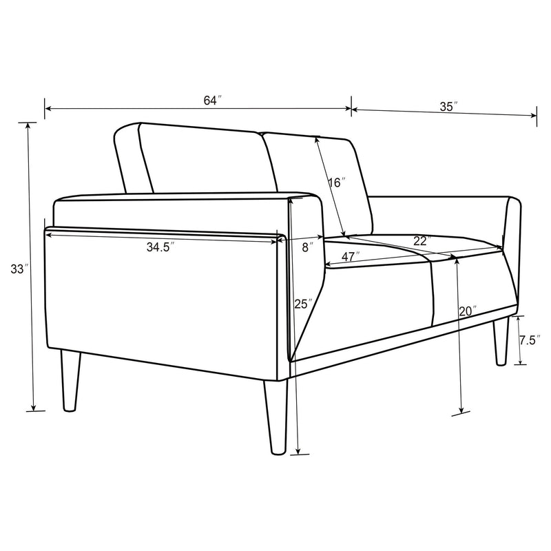 Rilynn 2-piece Upholstered Track Arm Sofa Set Grey