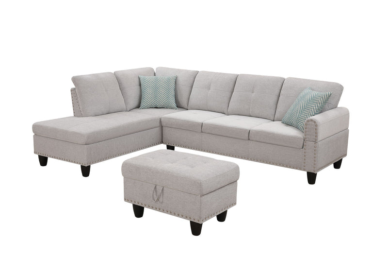 Alger - Left Hand Facing Sofa & Chaise With Ottoman