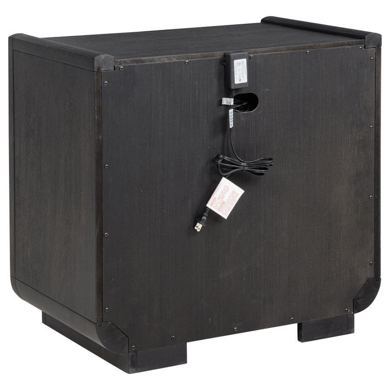 Leandro - 2-Drawer LED Nightstand With USB - Burnished Black