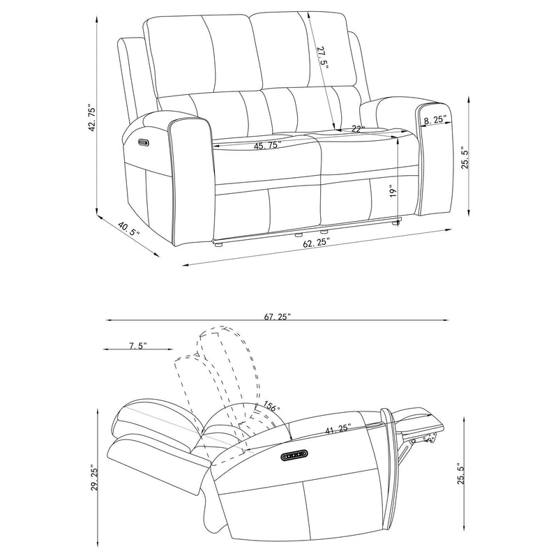 Brickston Triple Power Reclining Loveseat Charcoal